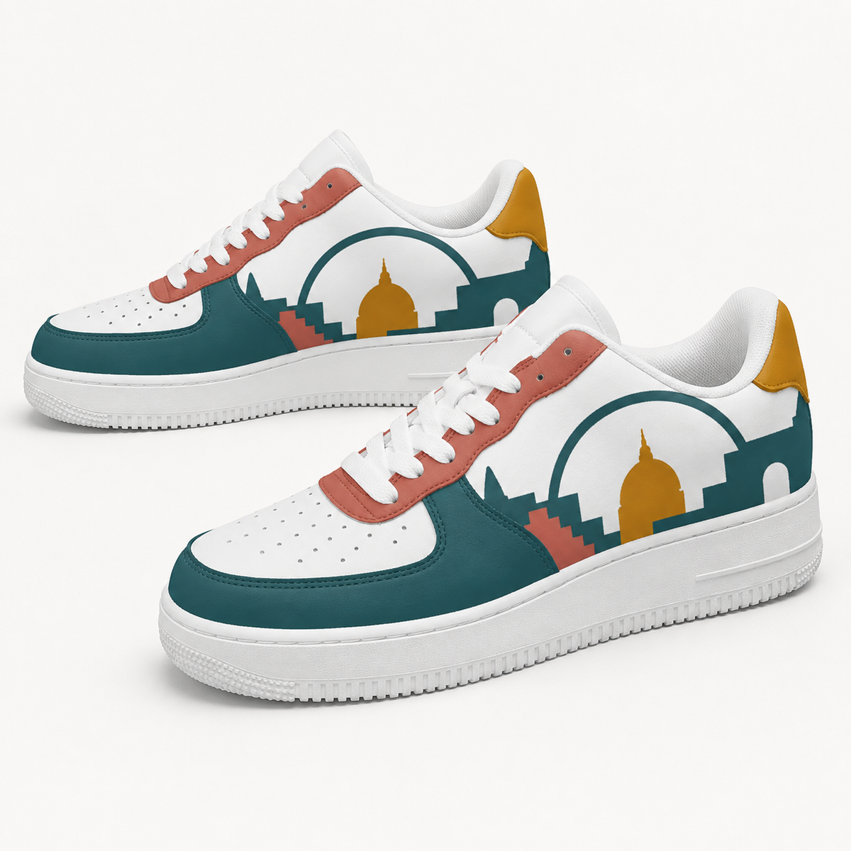 Teal Cityscape Sneakers