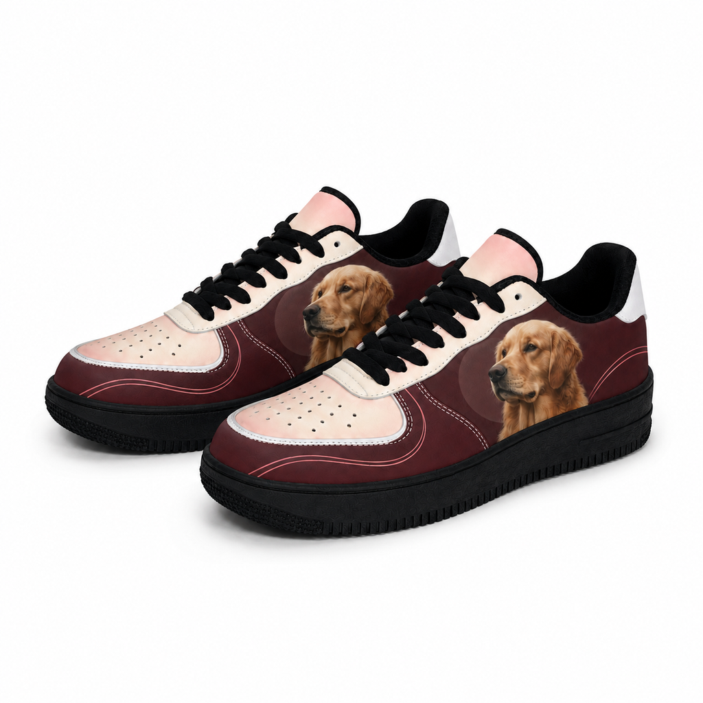 Golden Retriever Mom Burgundy Colorblock Sneakers