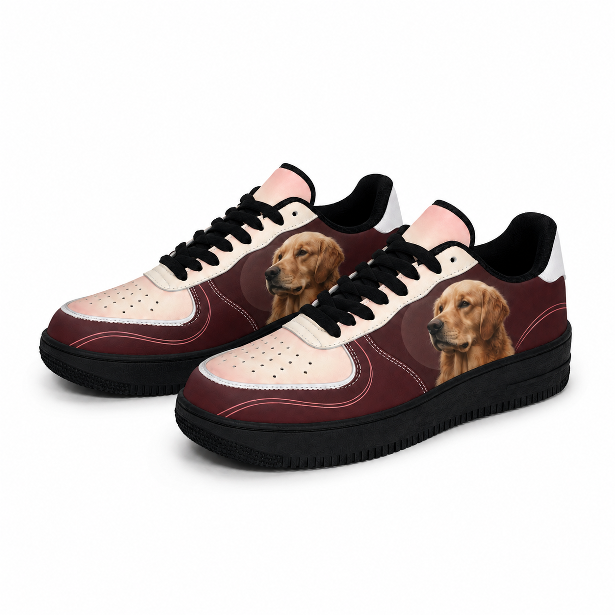 Golden Retriever Mom Burgundy Colorblock Sneakers
