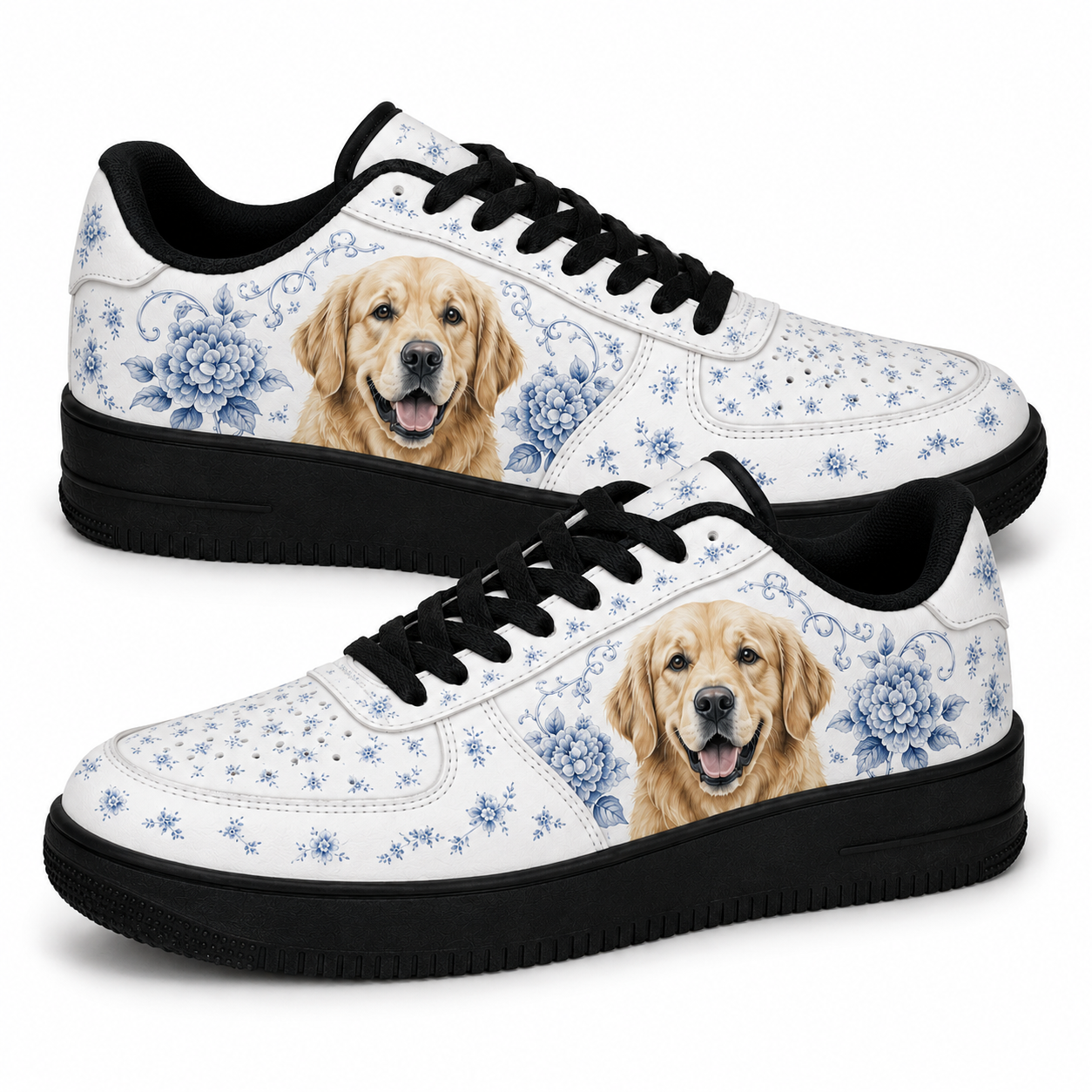 Golden Retriever Mom Blue Porcelain Sneakers