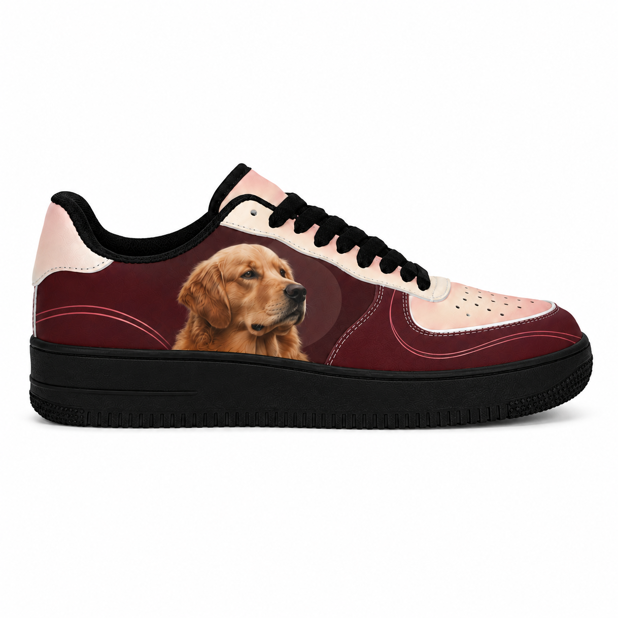 Golden Retriever Mom Burgundy Colorblock Sneakers