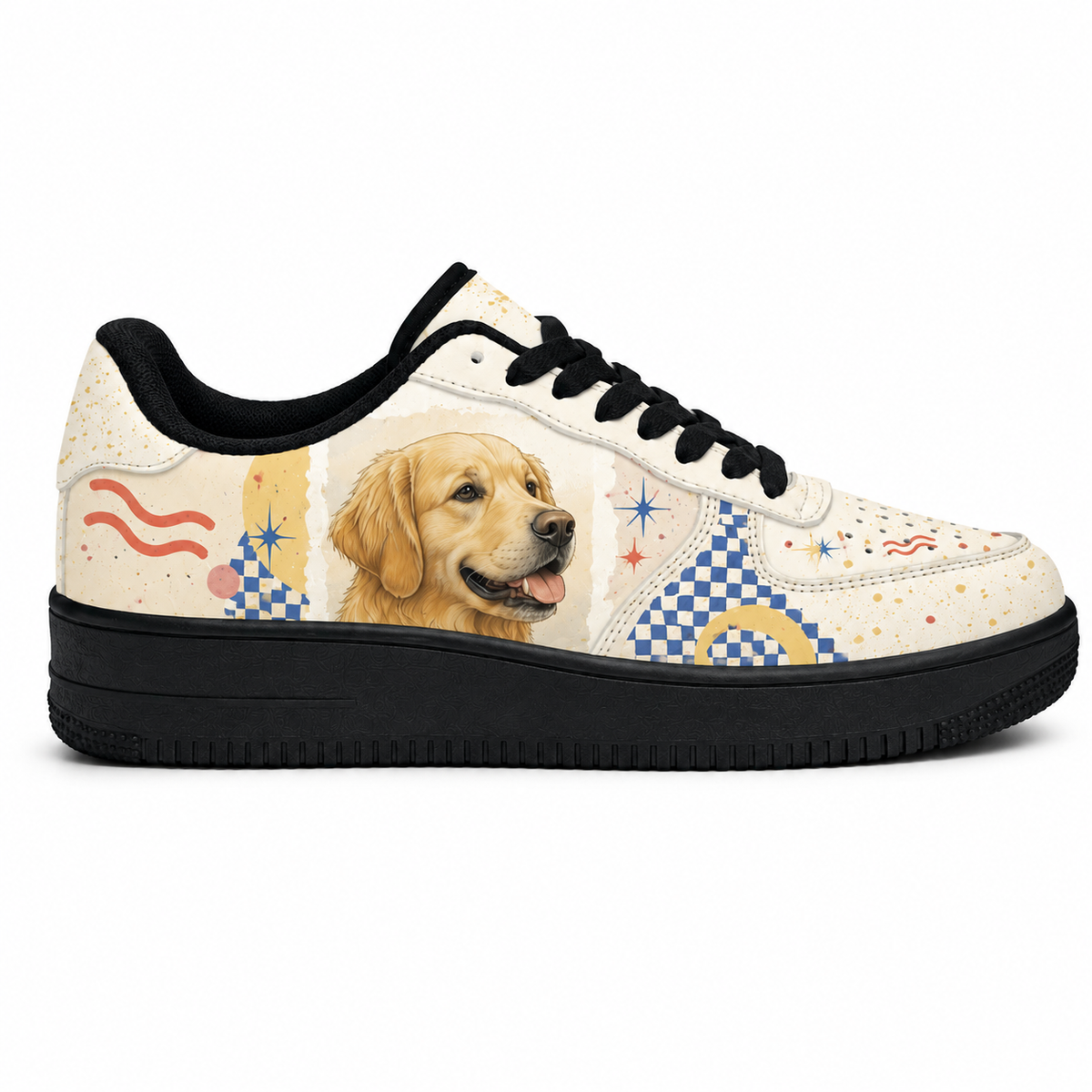 Golden Retriever Mom Retro Patchwork Sneakers