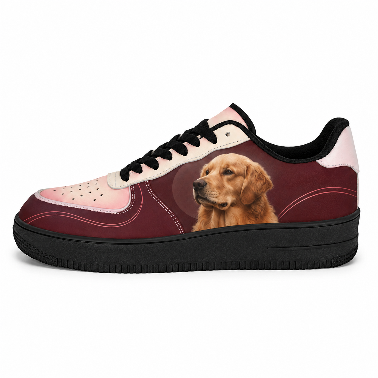 Golden Retriever Mom Burgundy Colorblock Sneakers