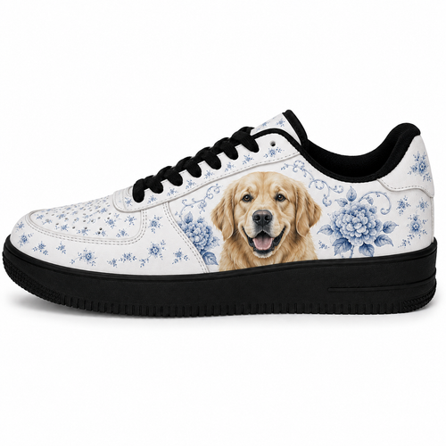 Golden Retriever Mom Blue Porcelain Sneakers