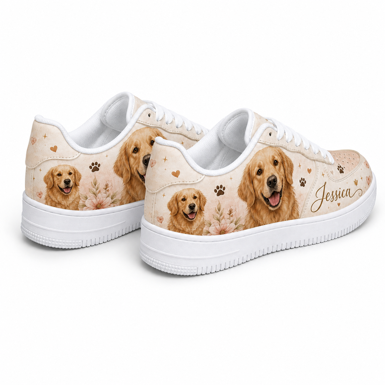 Two pairs of golden retriever flat shoes
