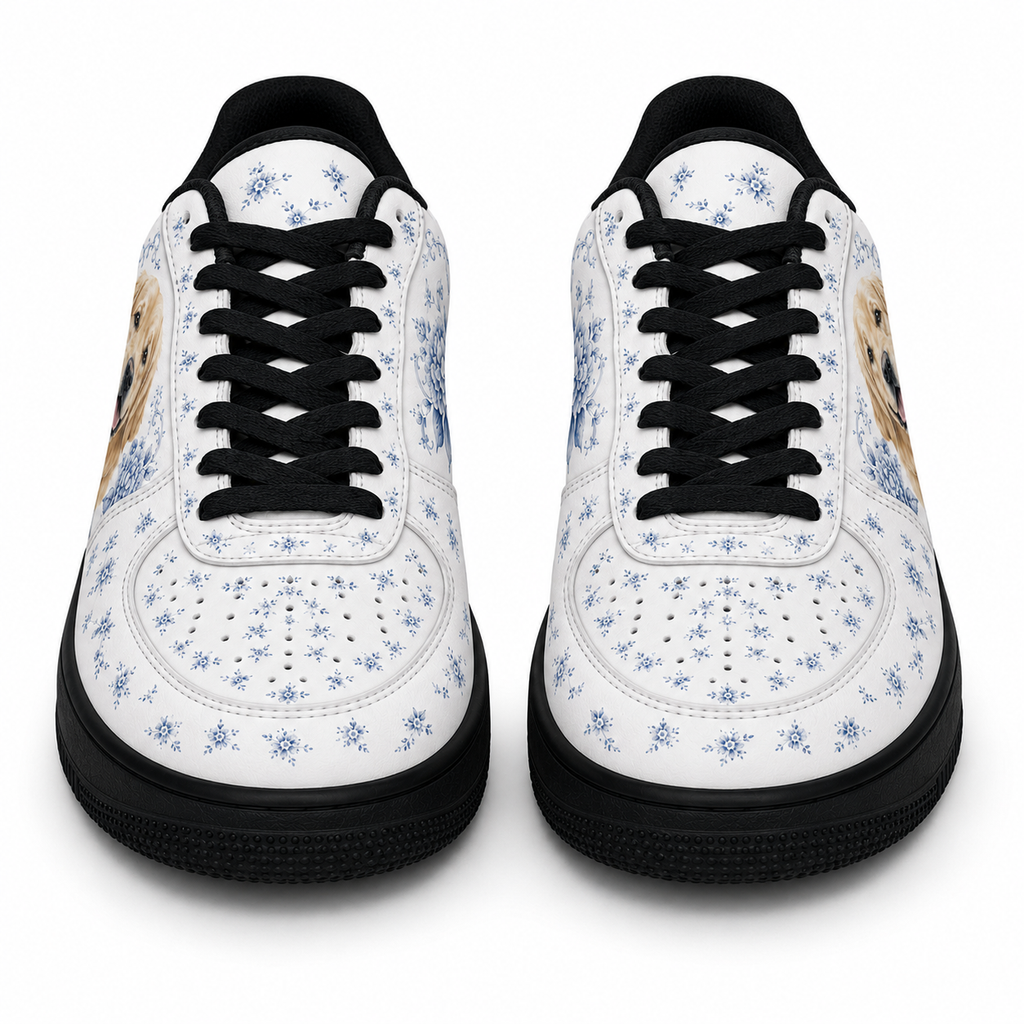 Golden Retriever Mom Blue Porcelain Sneakers