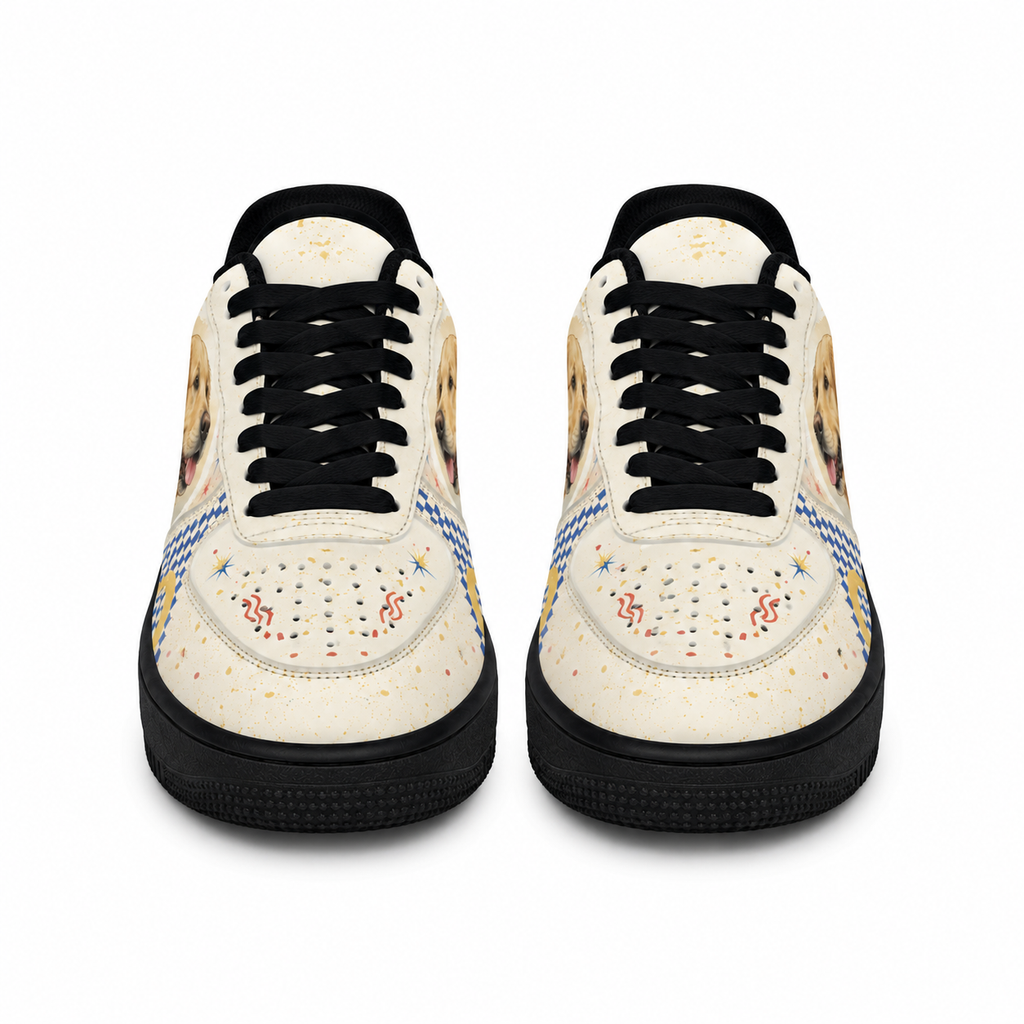 Golden Retriever Mom Retro Patchwork Sneakers