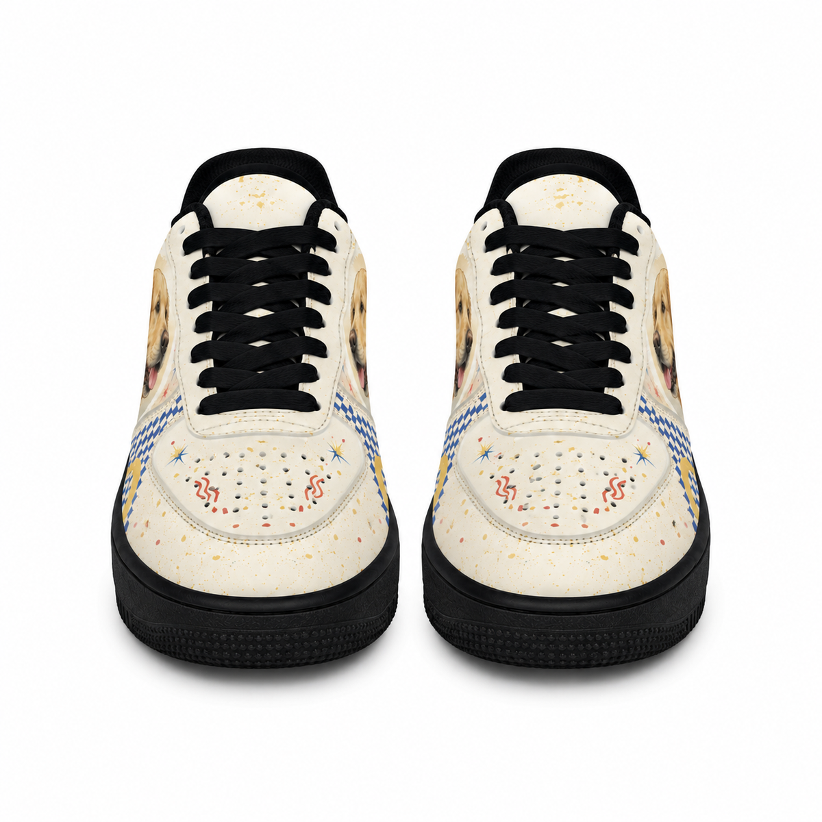 Golden Retriever Mom Retro Patchwork Sneakers