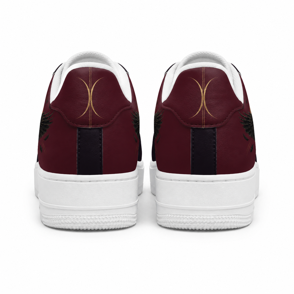 Vintage Raven Low-Top Sneakers – Burgundy & Black