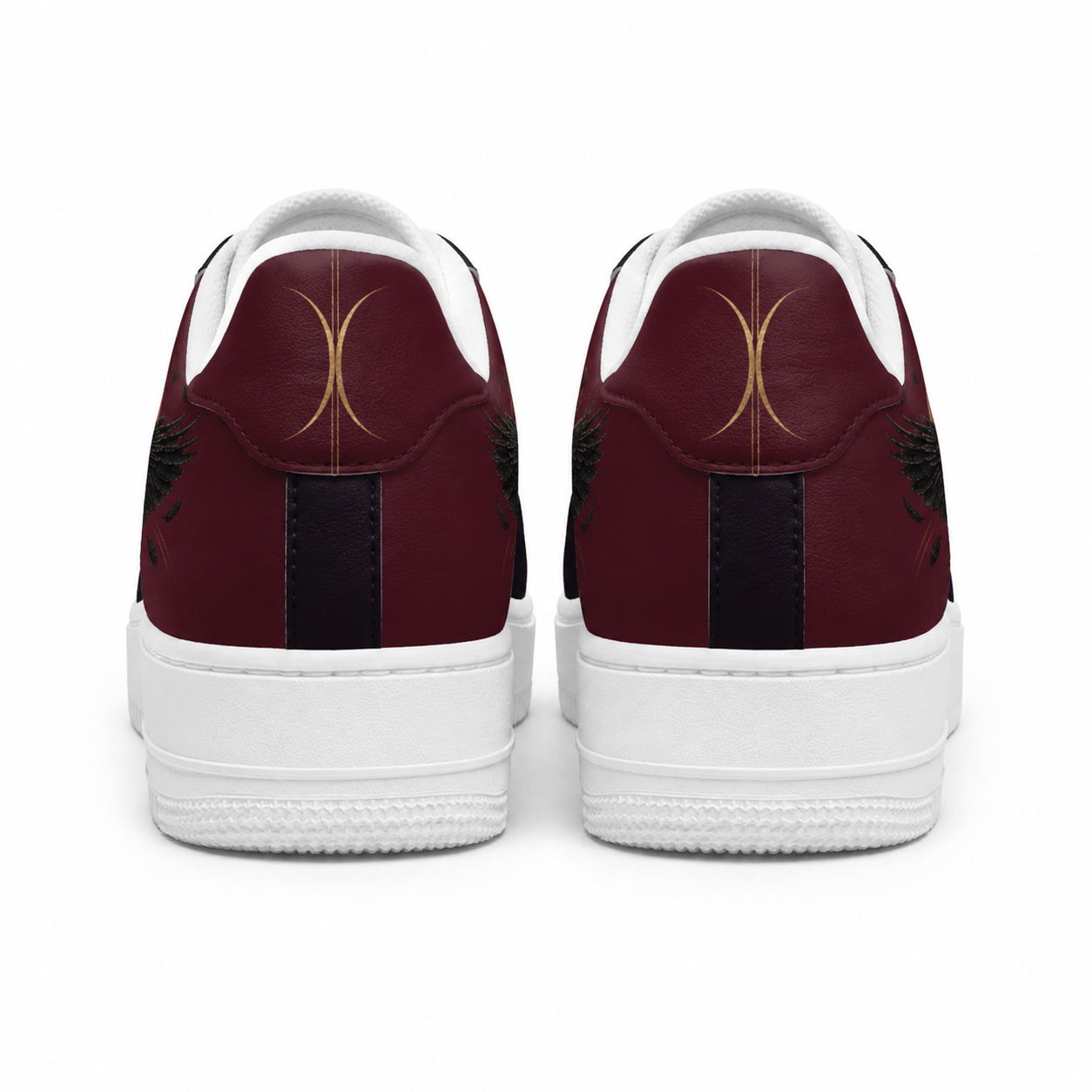 Vintage Raven Low-Top Sneakers – Burgundy & Black