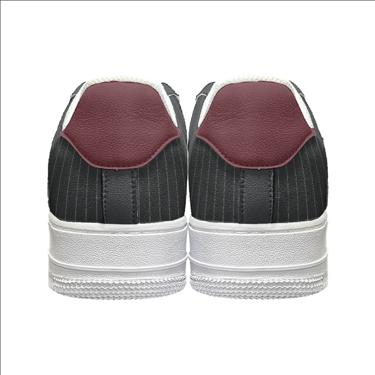 Pinstripe Color-Block Low-Top Sneakers – Black, Cream & Burgundy