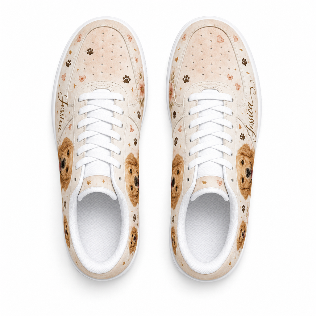 Two pairs of golden retriever flat shoes