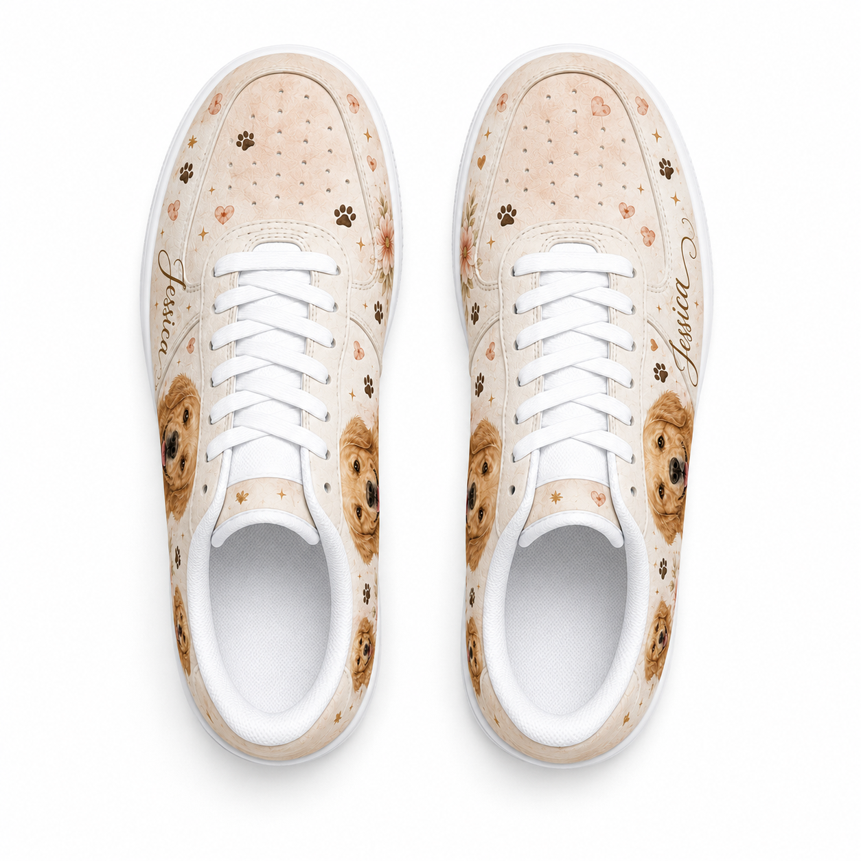 Two pairs of golden retriever flat shoes
