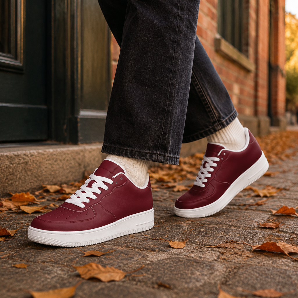 Burgundy Low-Top Sneakers – Minimal Everyday Style