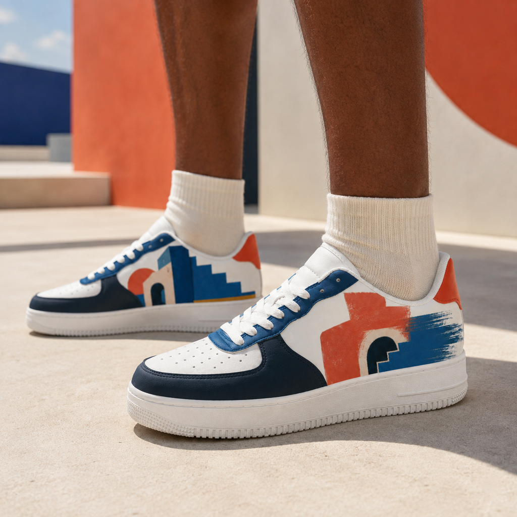 Blue & Terracotta Art Sneakers