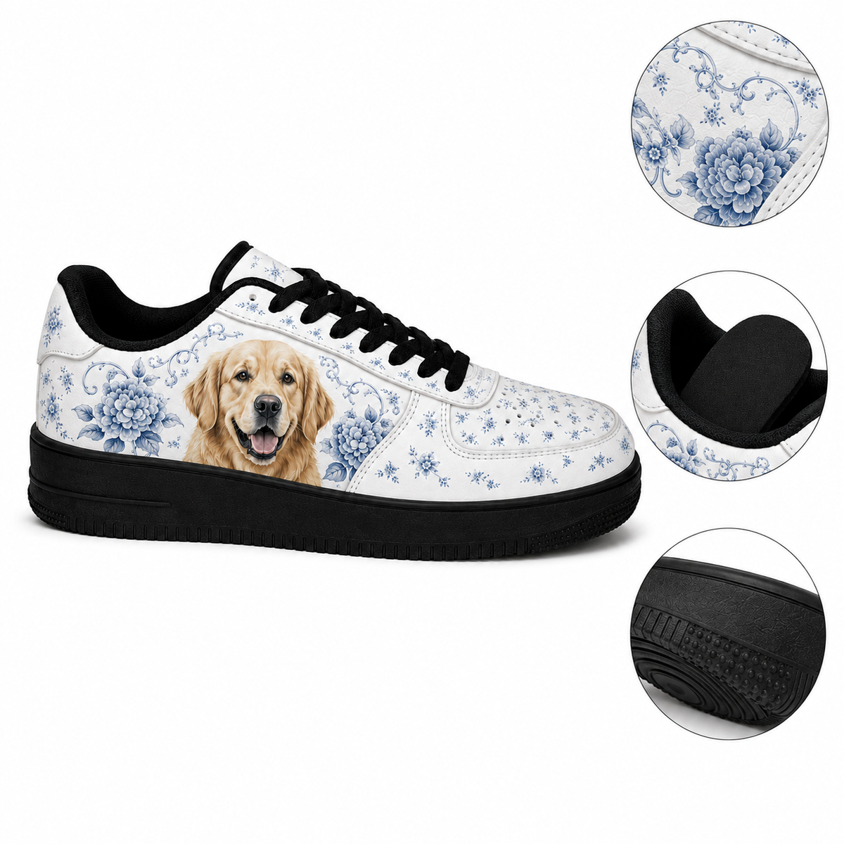Golden Retriever Mom Blue Porcelain Sneakers
