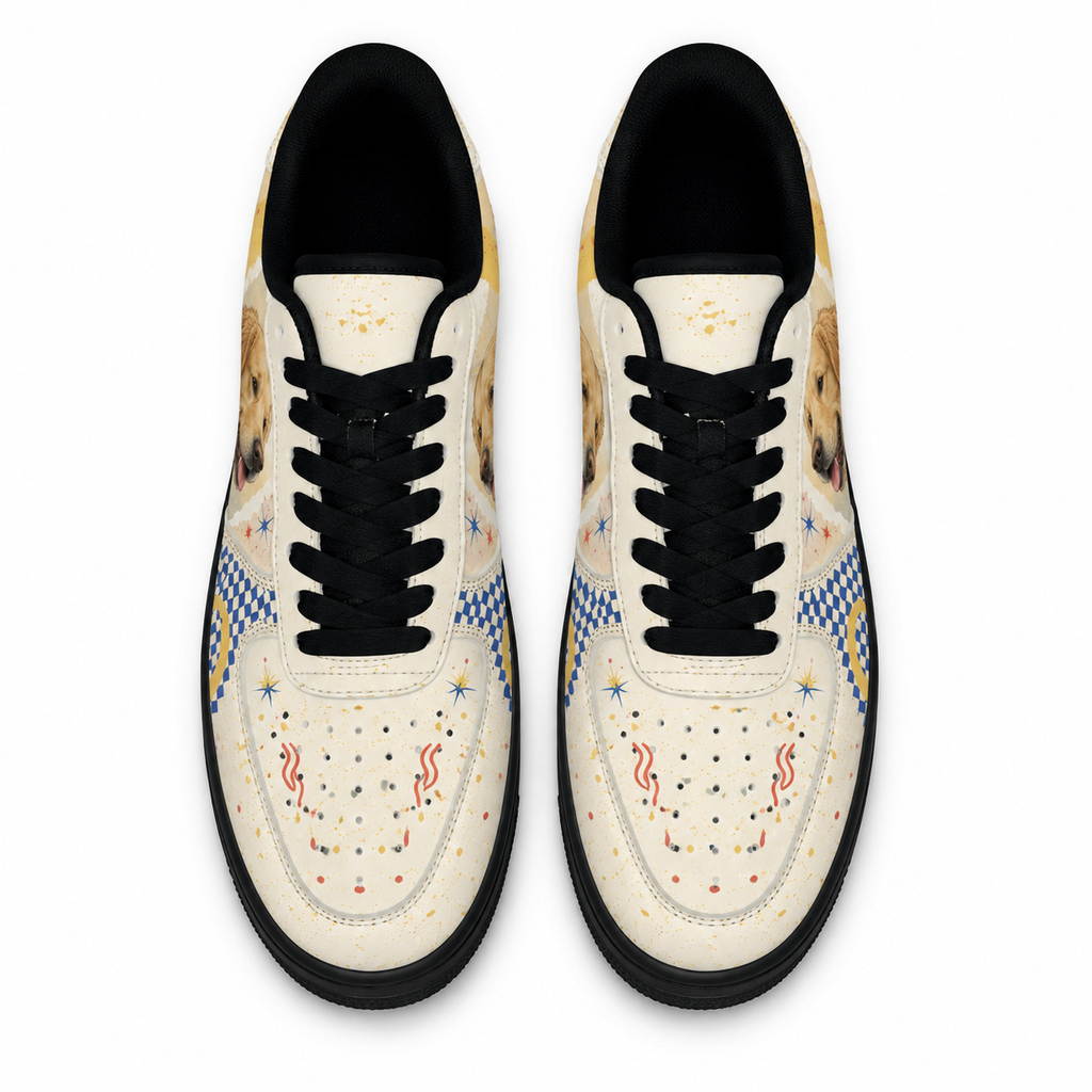Golden Retriever Mom Retro Patchwork Sneakers