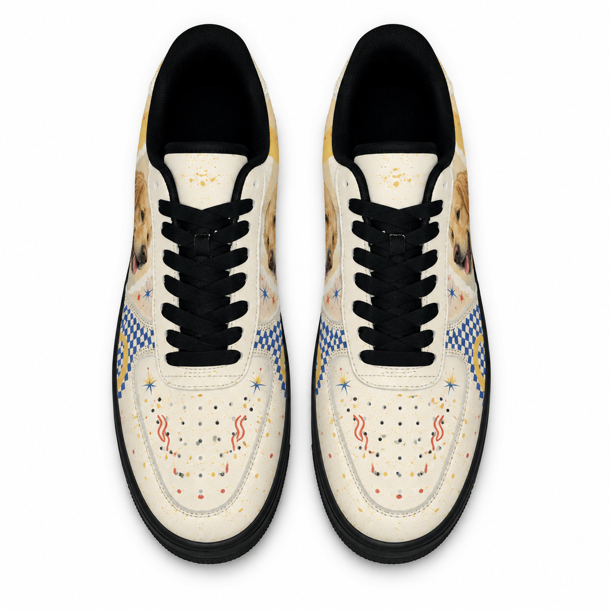 Golden Retriever Mom Retro Patchwork Sneakers