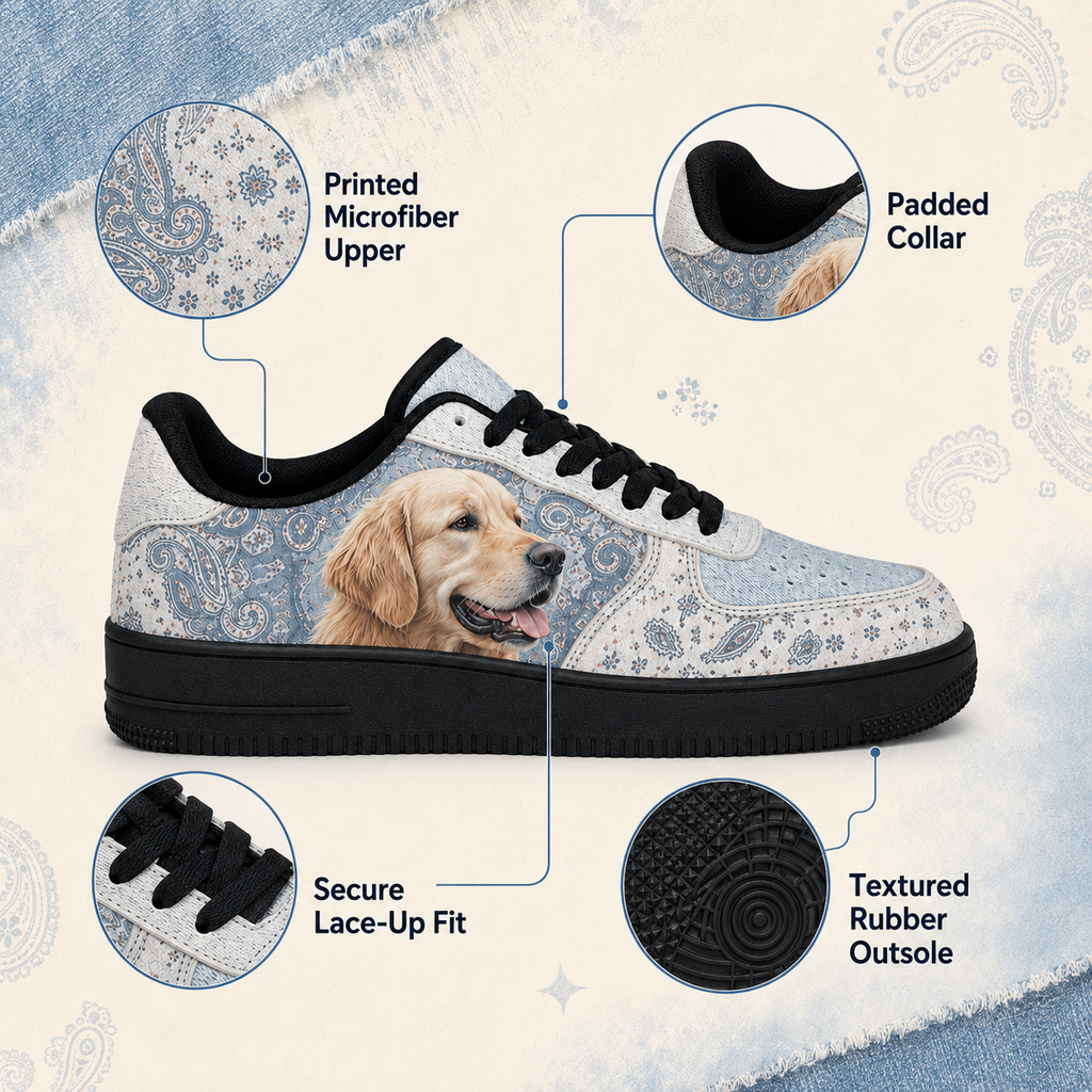 Golden Retriever Mom Blue Bandana Sneakers