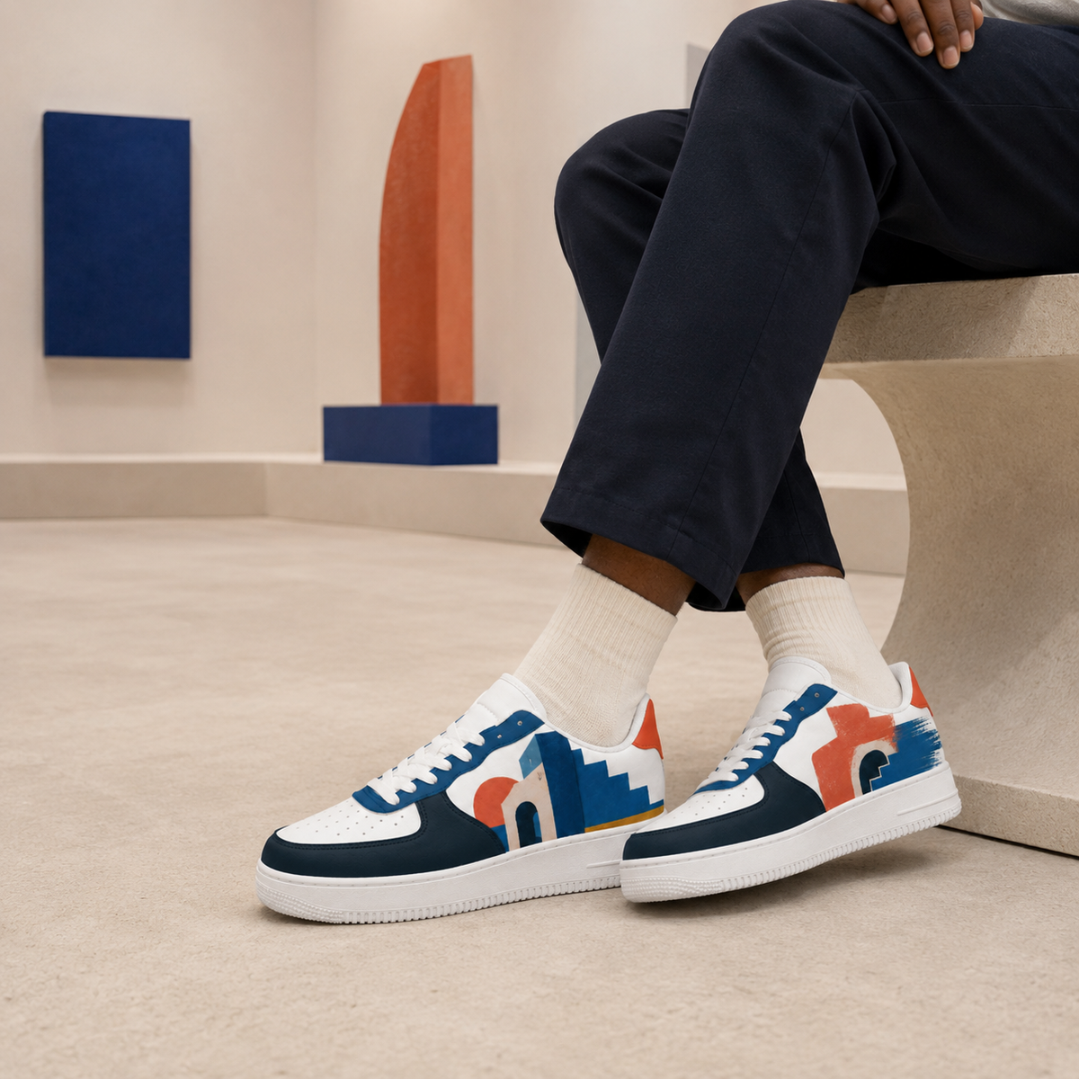 Blue & Terracotta Art Sneakers