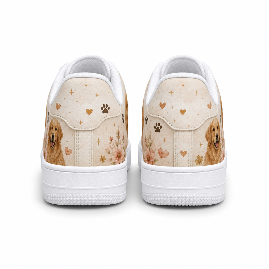 Two pairs of golden retriever flat shoes