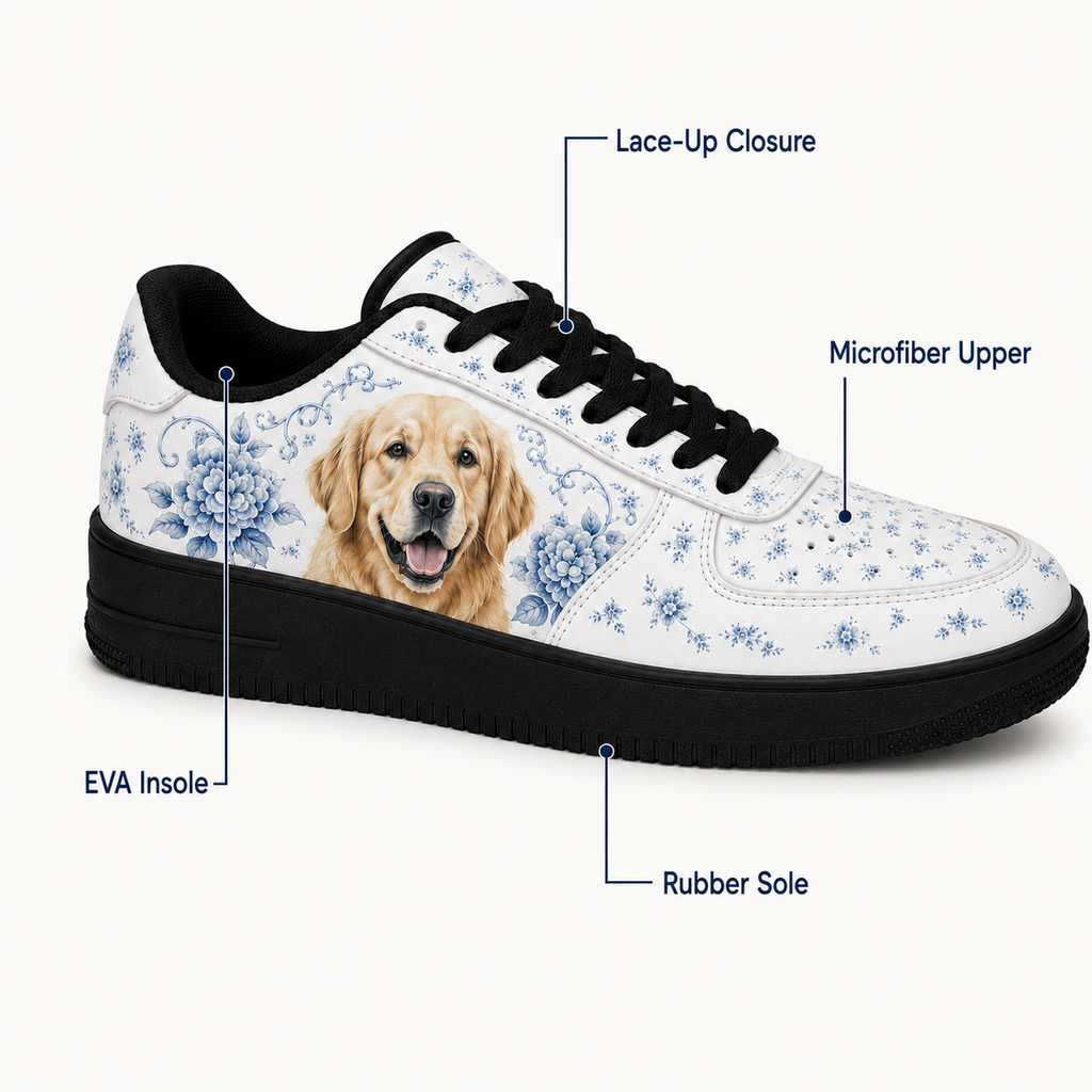 Golden Retriever Mom Blue Porcelain Sneakers