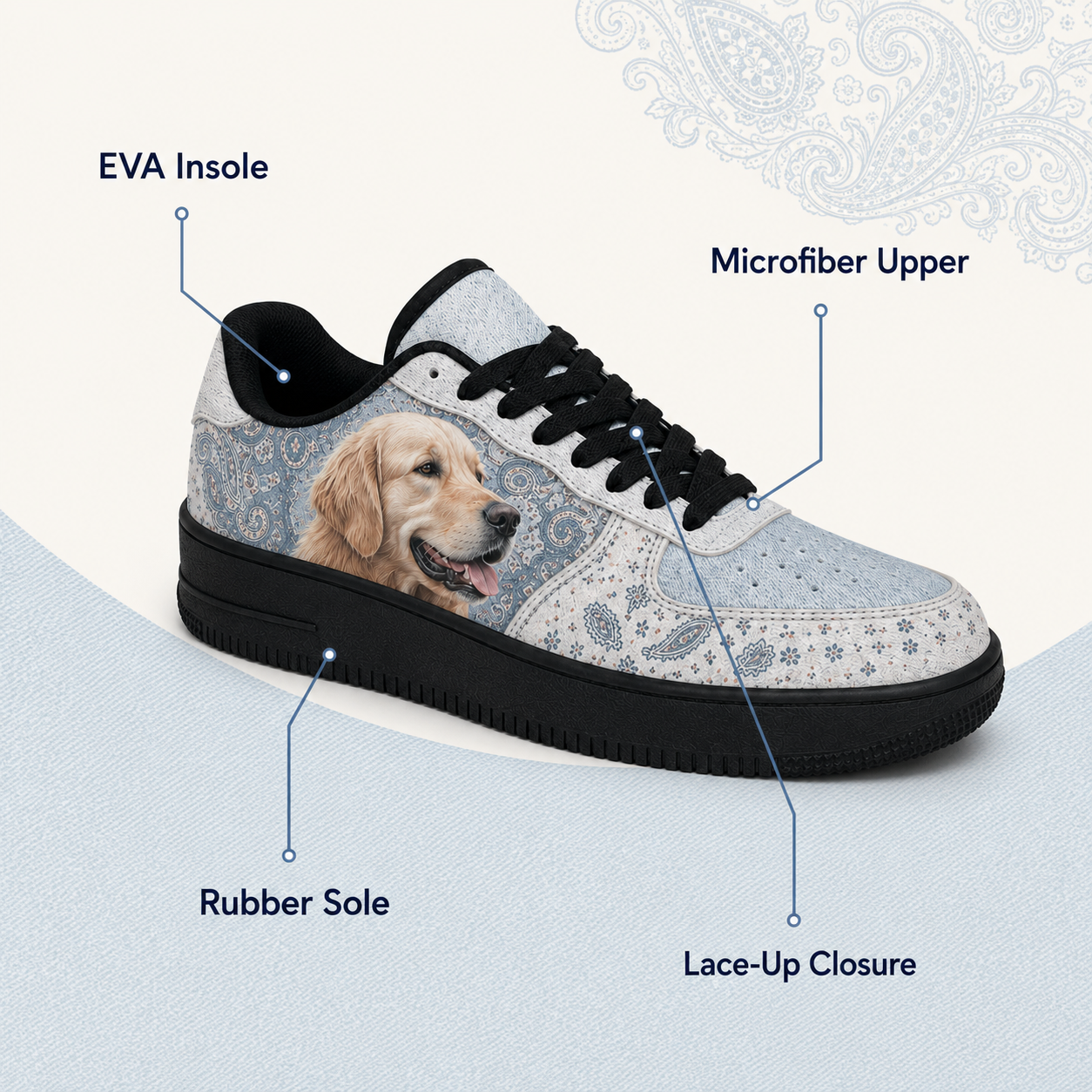 Golden Retriever Mom Blue Bandana Sneakers