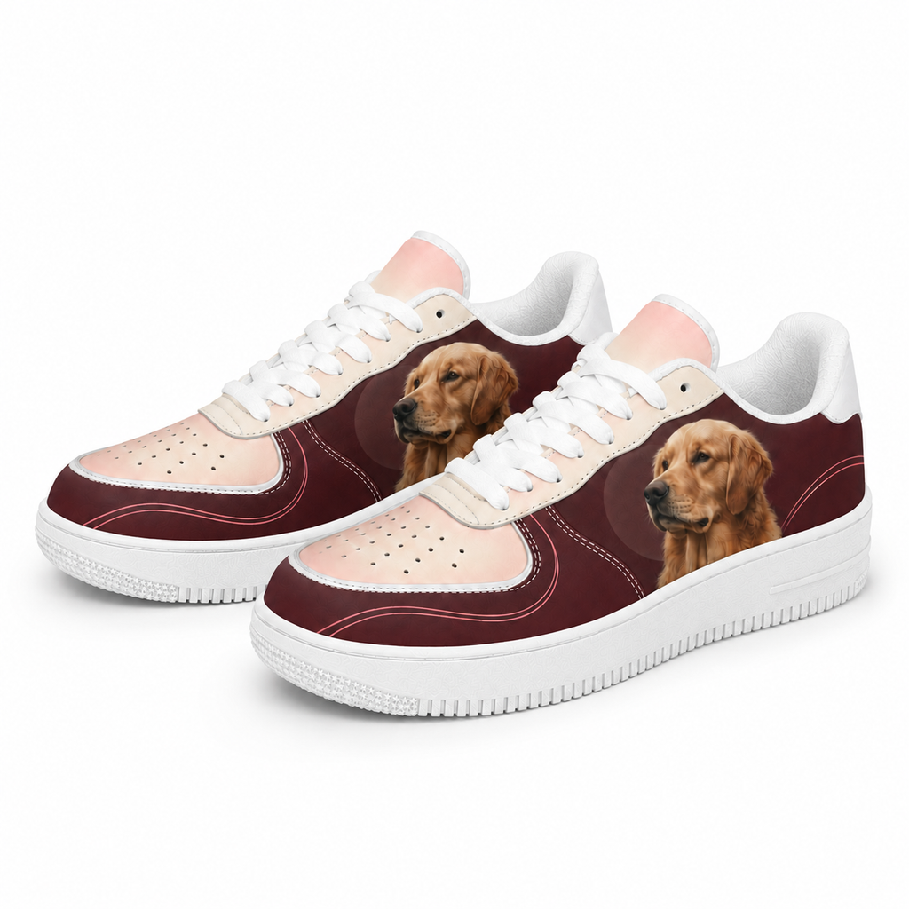 Golden Retriever Mom Burgundy Colorblock Sneakers