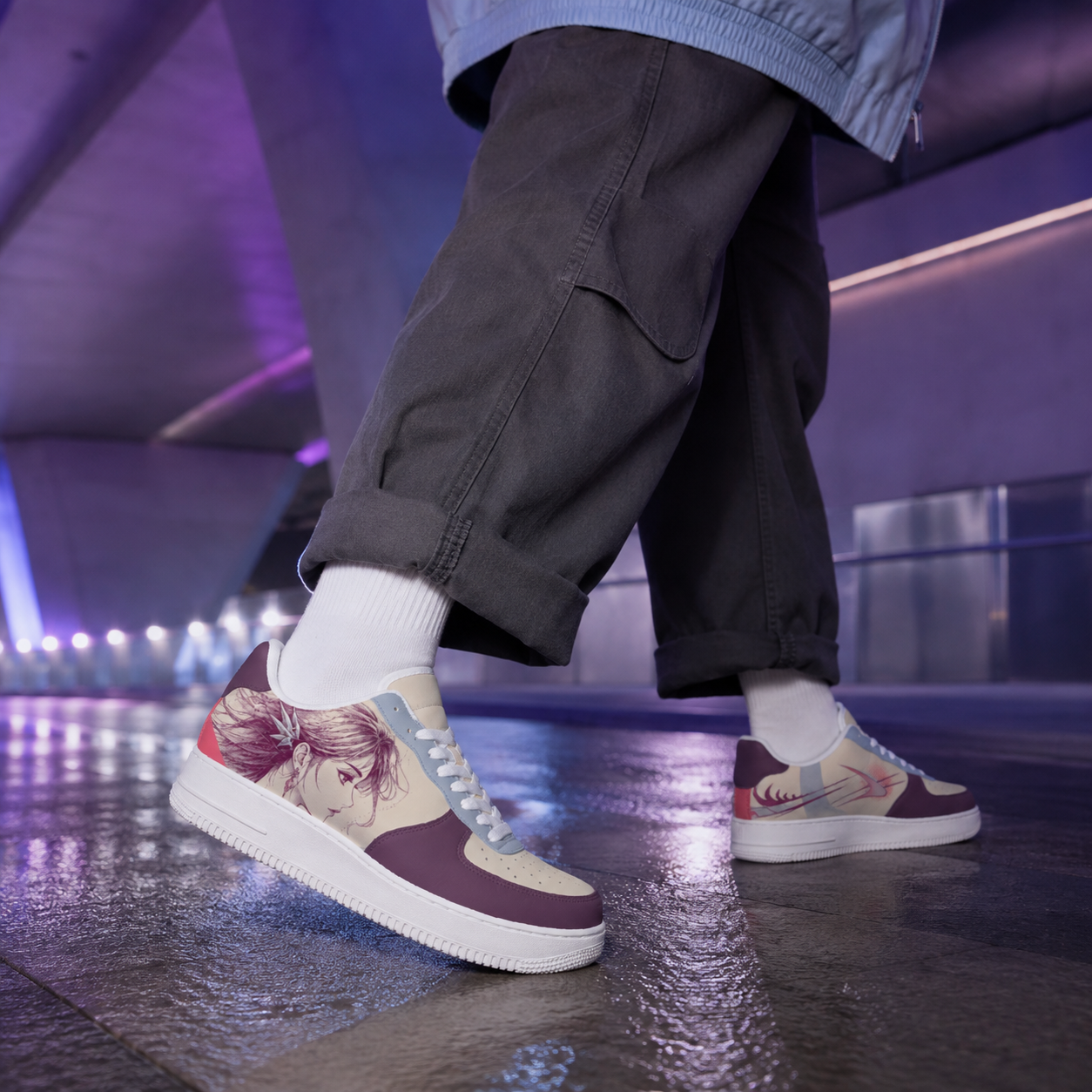 Plum Anime Portrait Sneakers