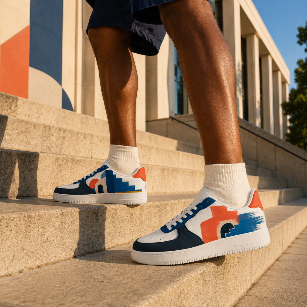 Blue & Terracotta Art Sneakers
