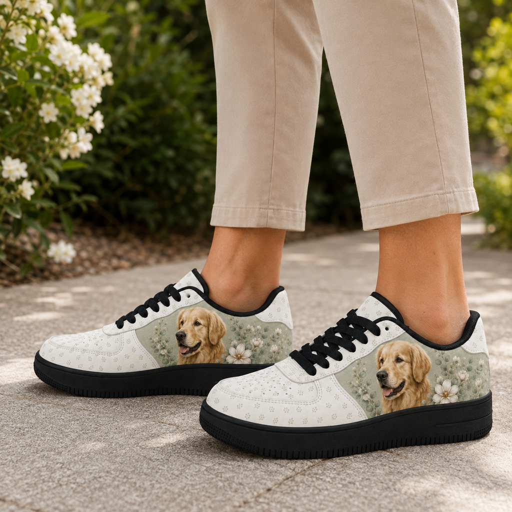 Golden Retriever Mom Vintage Garden Floral Sneakers