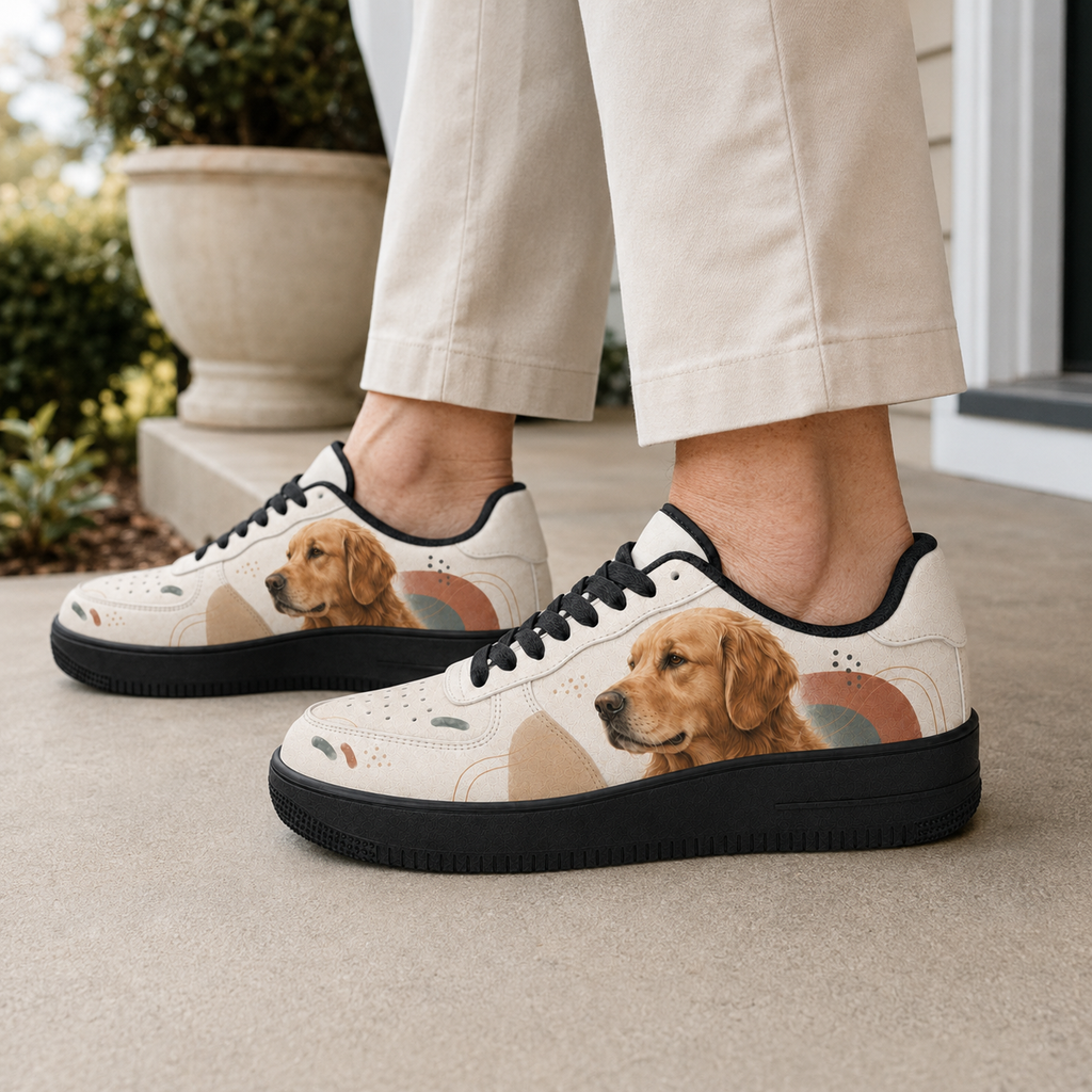 Golden Retriever Mom Mid-Century Boho Sneakers
