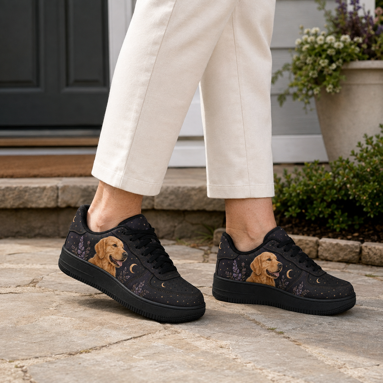 Golden Retriever Mom Celestial Night Sneakers