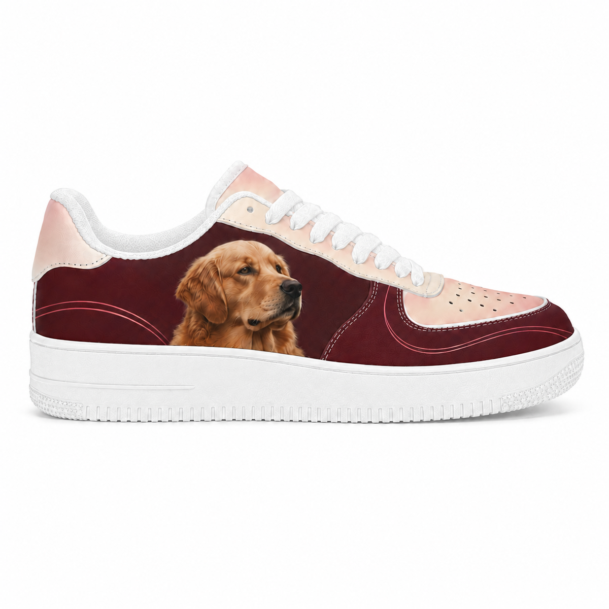 Golden Retriever Mom Burgundy Colorblock Sneakers