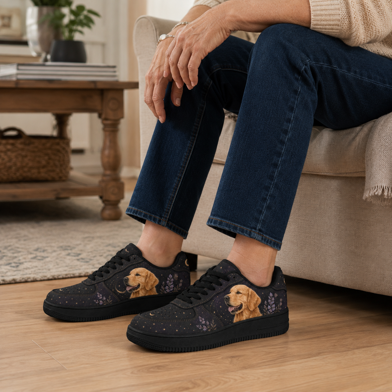 Golden Retriever Mom Celestial Night Sneakers