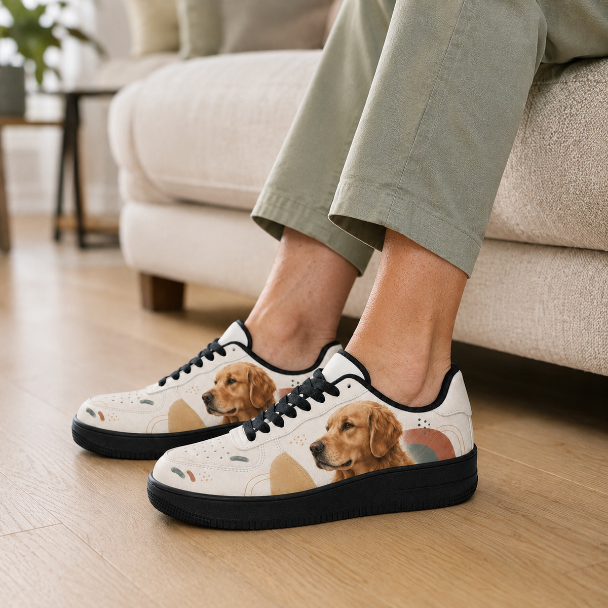 Golden Retriever Mom Mid-Century Boho Sneakers