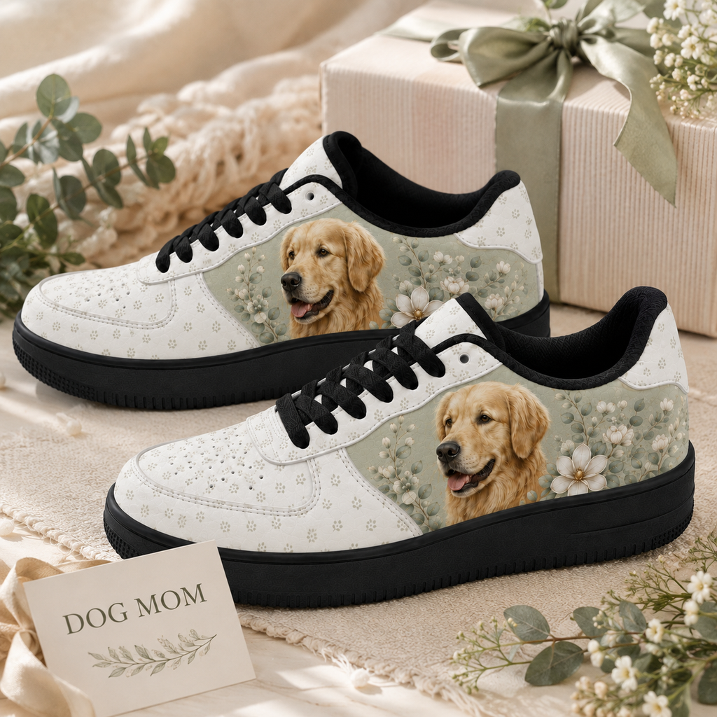 Golden Retriever Mom Vintage Garden Floral Sneakers