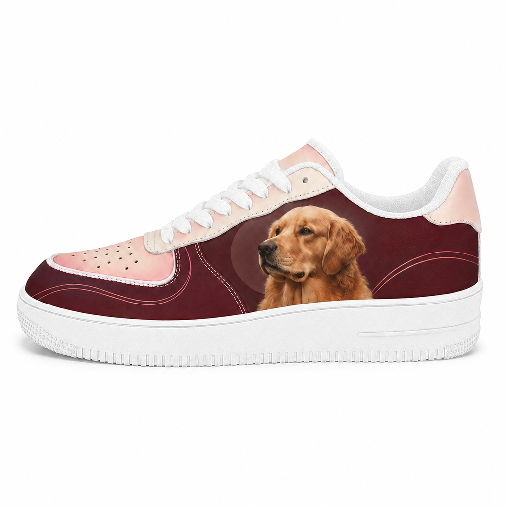 Golden Retriever Mom Burgundy Colorblock Sneakers