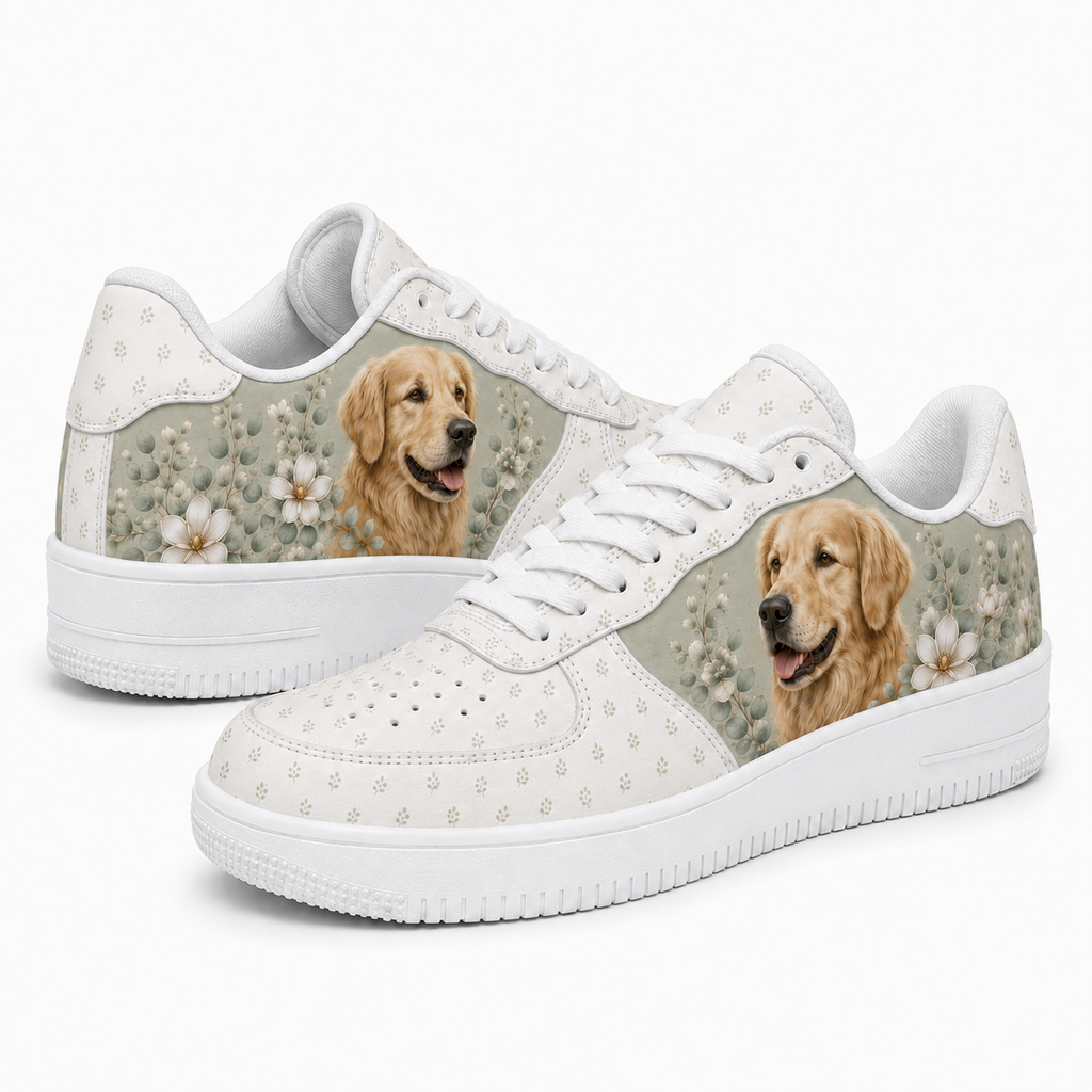 Golden Retriever Mom Vintage Garden Floral Sneakers