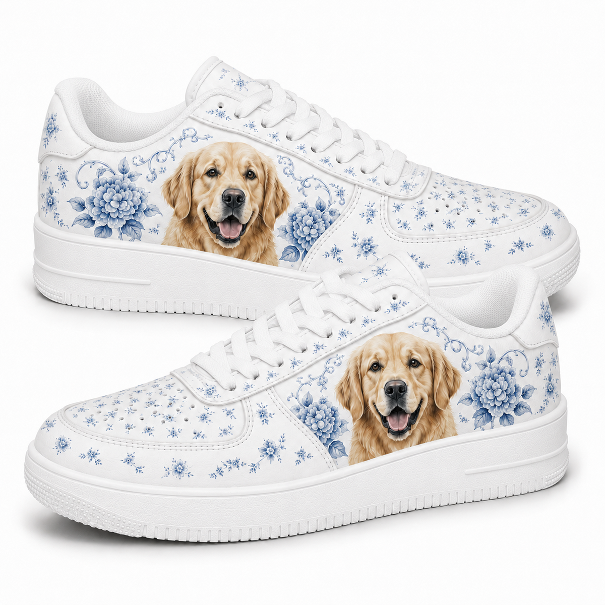 Golden Retriever Mom Blue Porcelain Sneakers