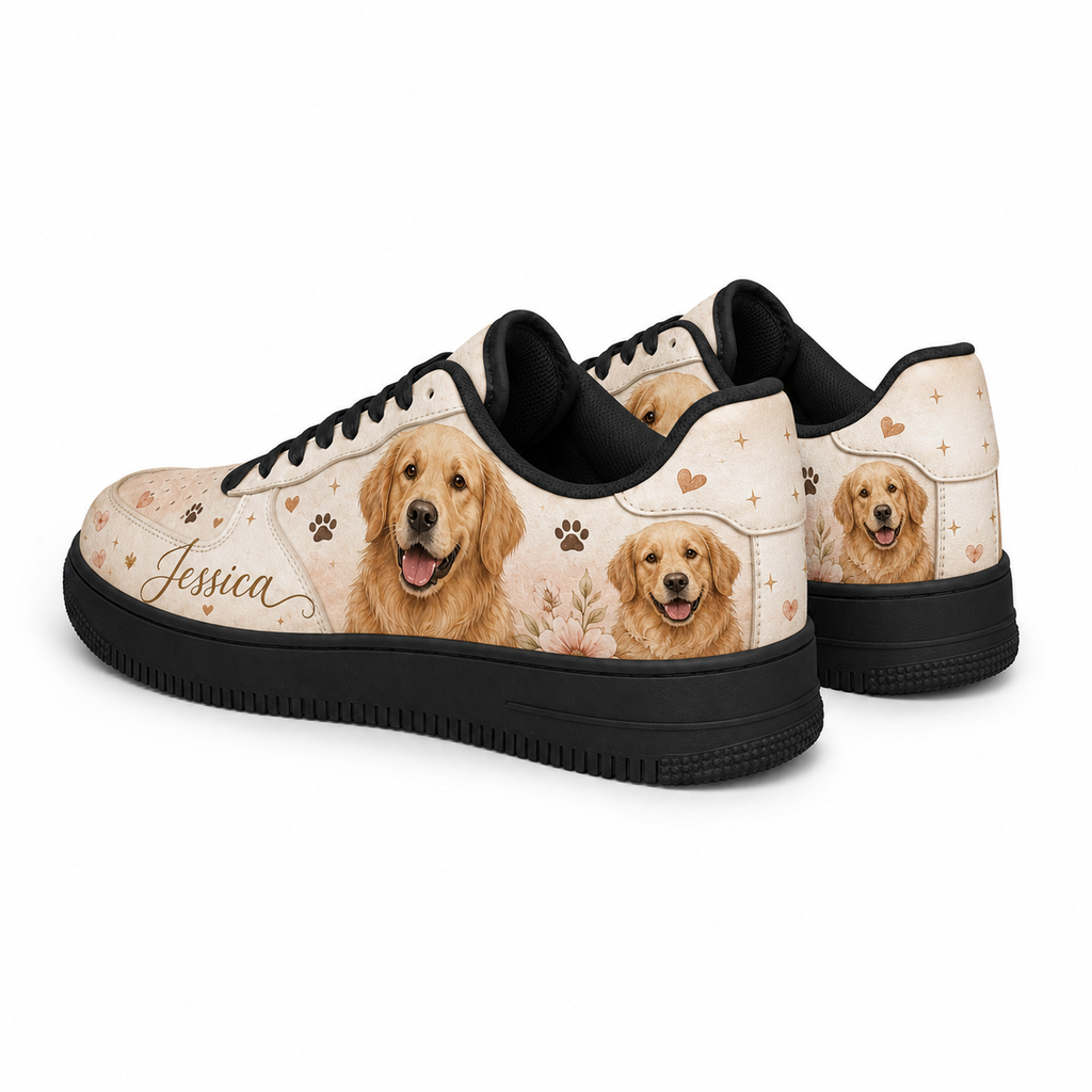 Two pairs of golden retriever flat shoes
