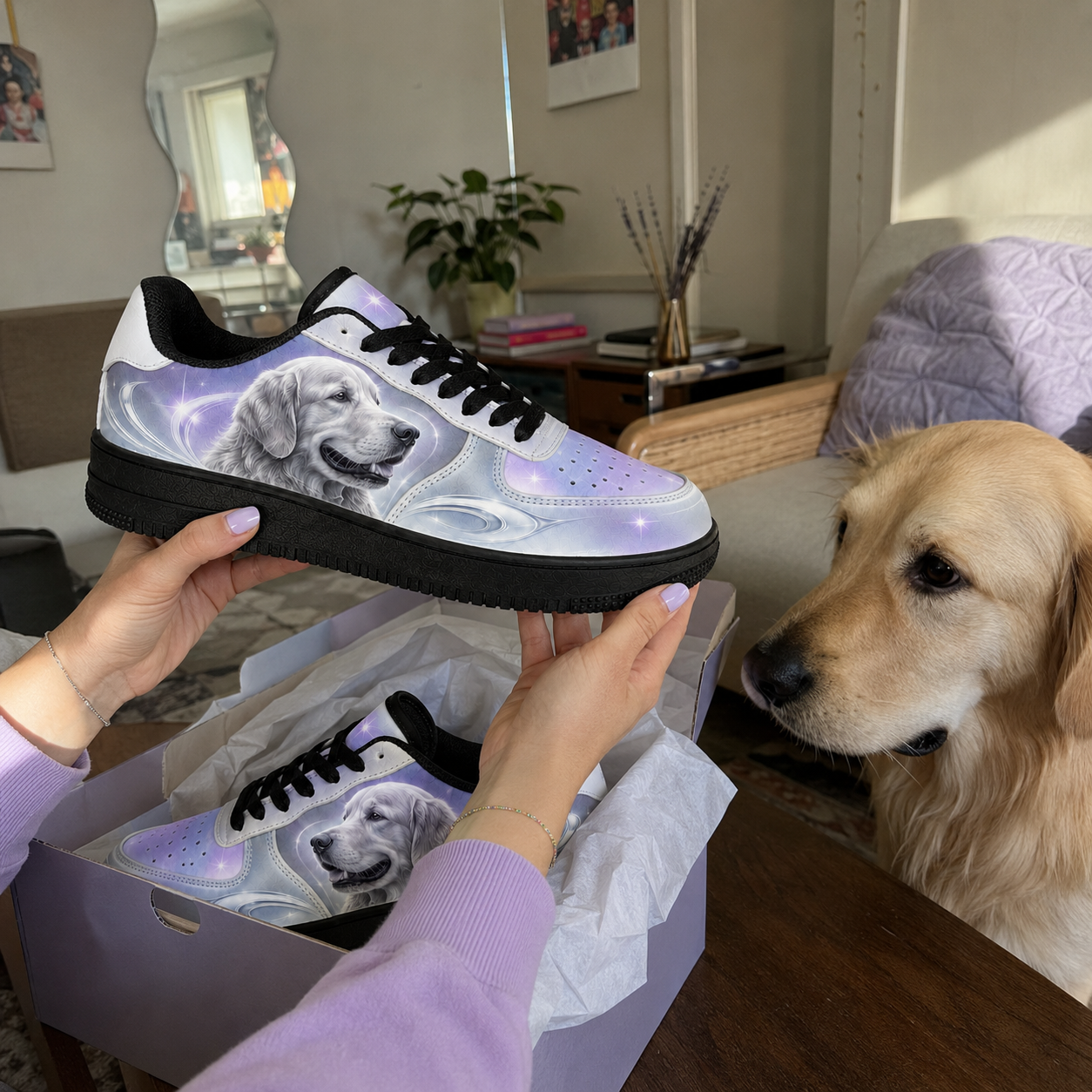 Golden Retriever Mom Celestial Y2K Sneakers