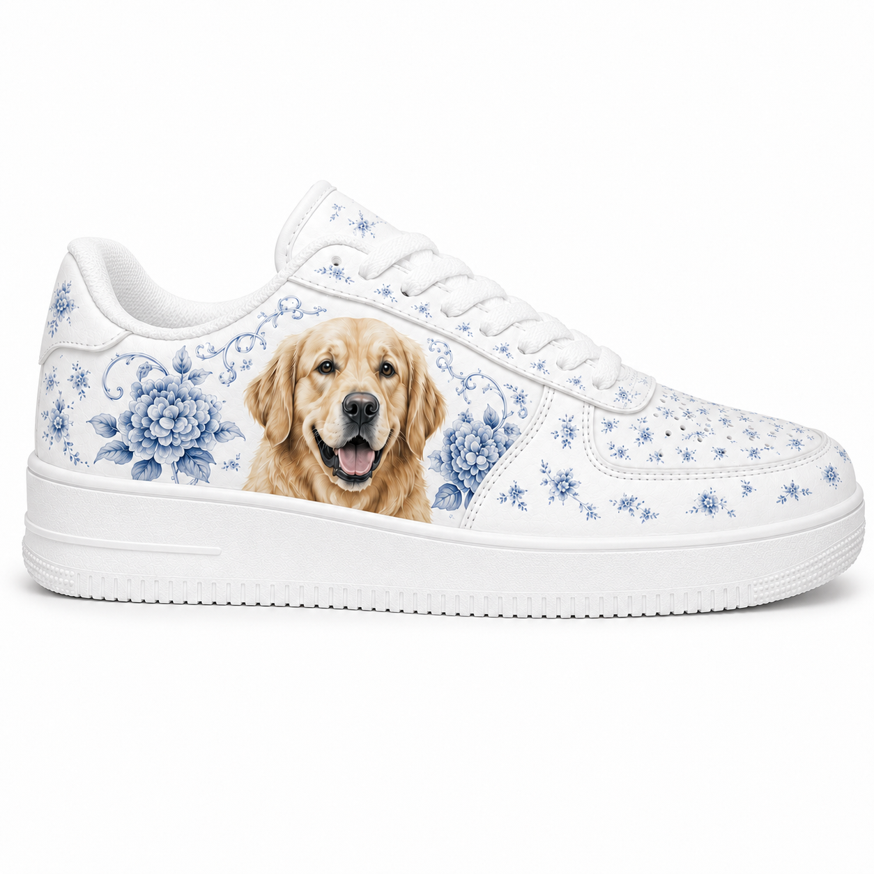 Golden Retriever Mom Blue Porcelain Sneakers