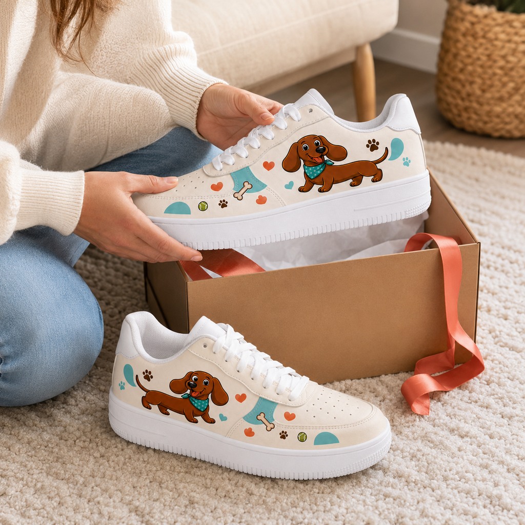 Apricot dog flat shoes