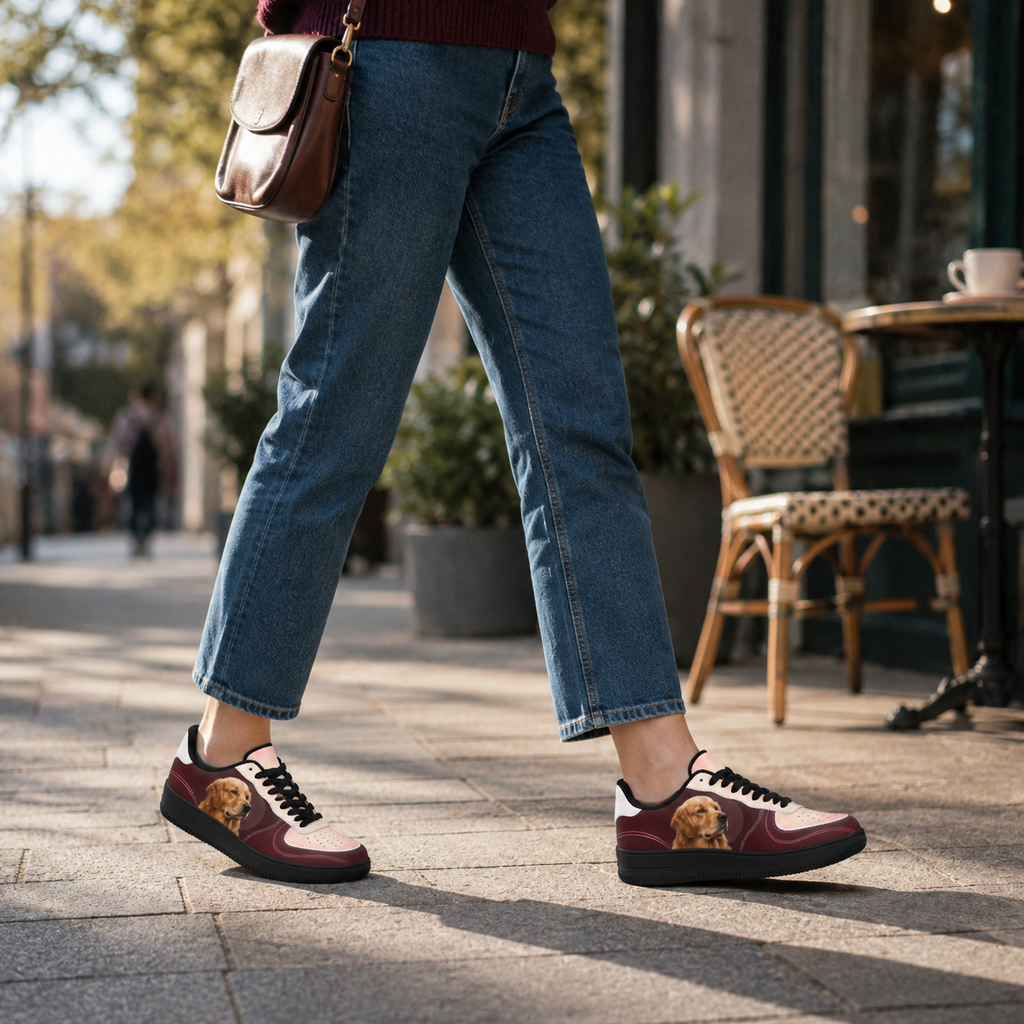 Golden Retriever Mom Burgundy Colorblock Sneakers