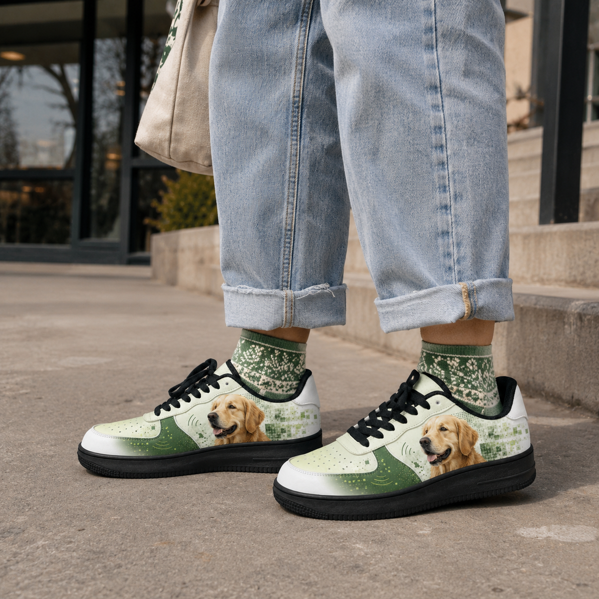 Golden Retriever Mom Sage Botanical Sneakers