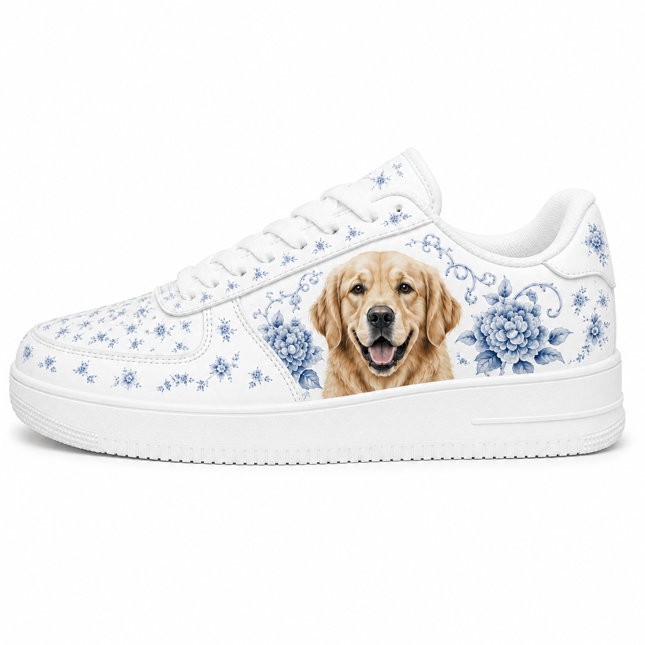 Golden Retriever Mom Blue Porcelain Sneakers