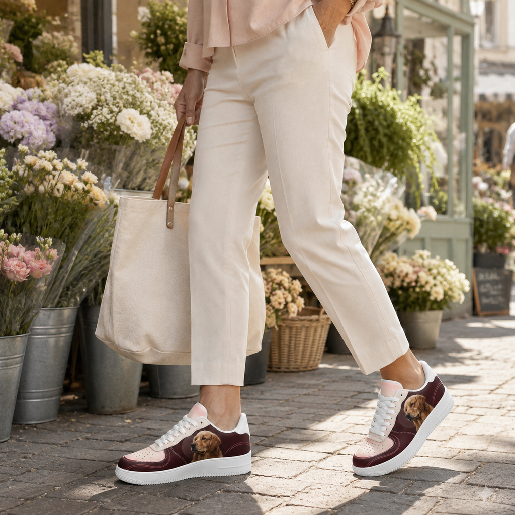 Golden Retriever Mom Burgundy Colorblock Sneakers