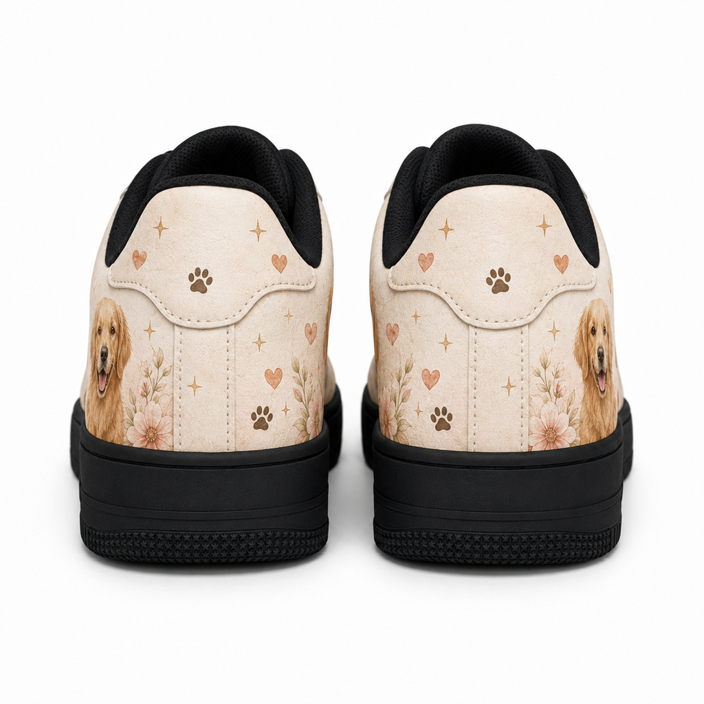 Two pairs of golden retriever flat shoes