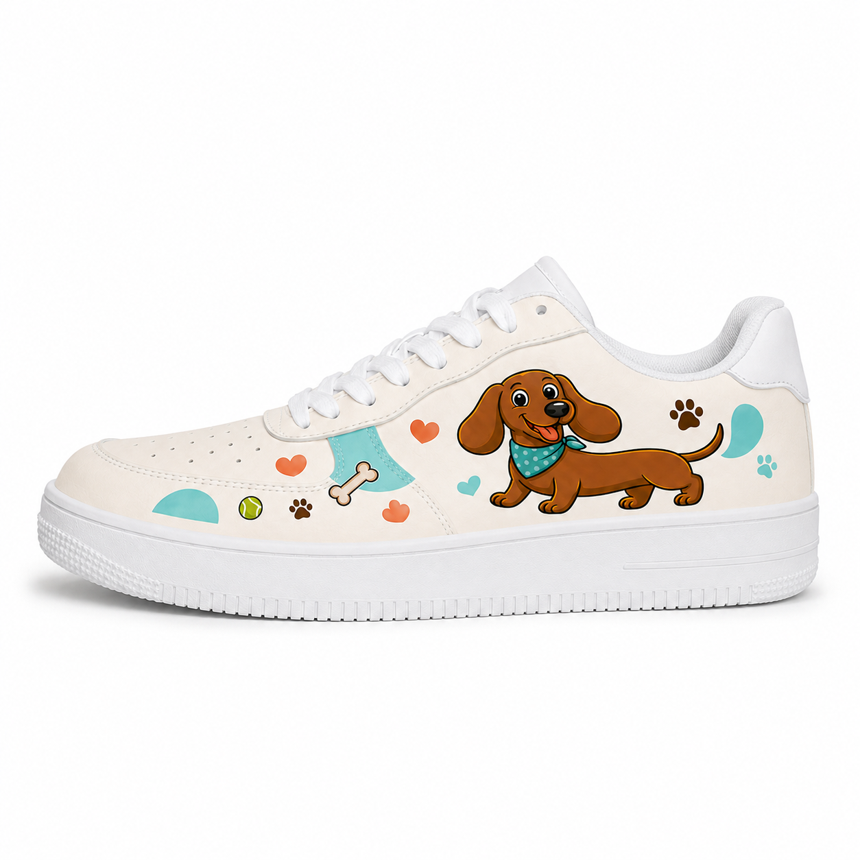 Shoes with cartoon dachshund prints